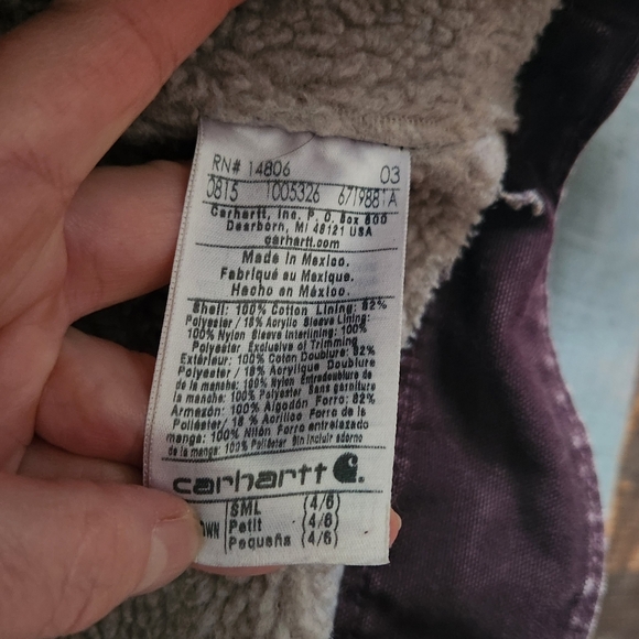 Carhartt Y2K Purple Brown Heavy Hooded Chore Utility Coat RN 14806 Size Small - Picture 13 of 14